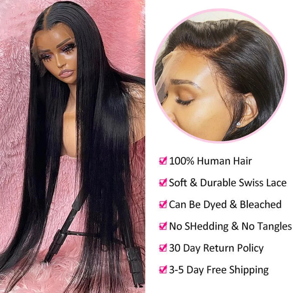 13x4 13x6 Transparent Lace Front Bone Brazilian Straight Human Hair Lace frontal wigs