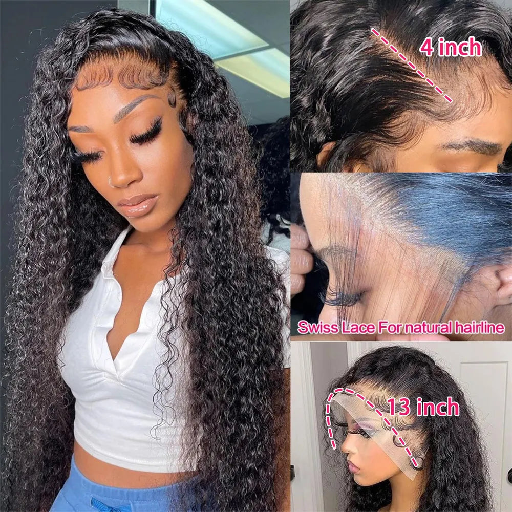 Deep Wave Transparent 13x4 13x6 Lace Frontal Human Hair Wigs