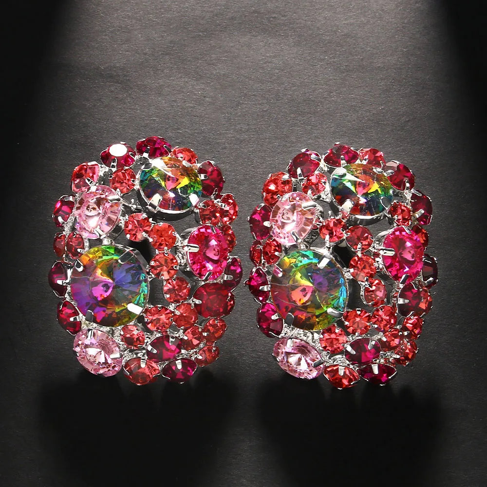 Trendy Geometric Round Boho Rhinestone Ball Earrings Jewelry for Women/Girls