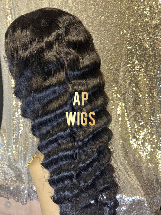 GLUELESS 5X5 & 6X4 Deep Wave Transparent Lace Frontal Human Hair Wigs Glueless Wigs