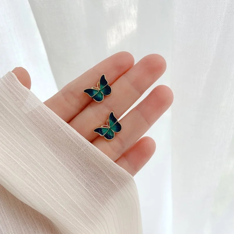 Stud Earrings for Women Enamel Oil Butterfly Earrings Cute Sweet Fashion Korean Small Jewelry aretes de mujer pendientes brincos