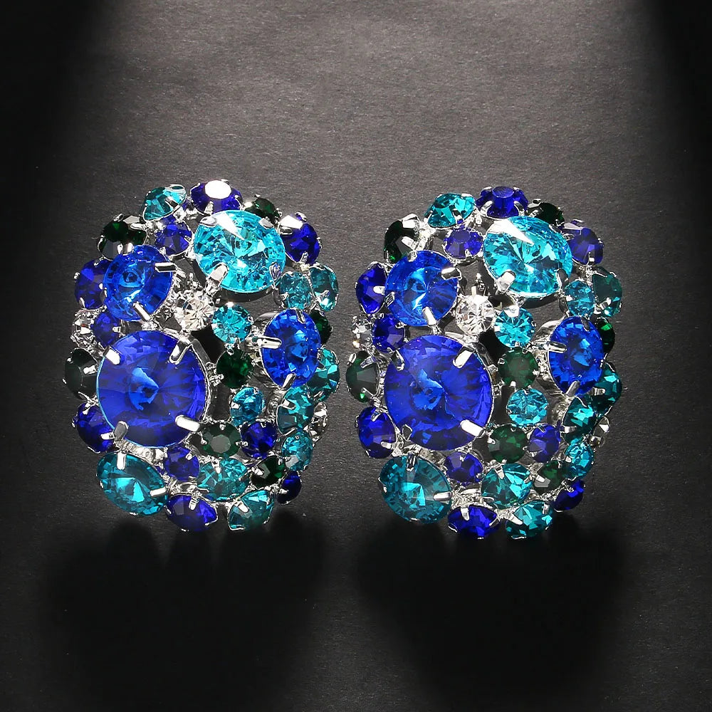 Trendy Geometric Round Boho Rhinestone Ball Earrings Jewelry for Women/Girls