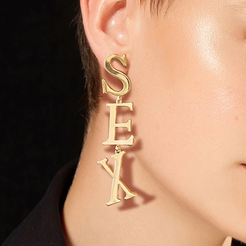 SEX Shape Dangle Earrings for Drop Earrings in Golden Silver  Black Red Green Color Jewelry