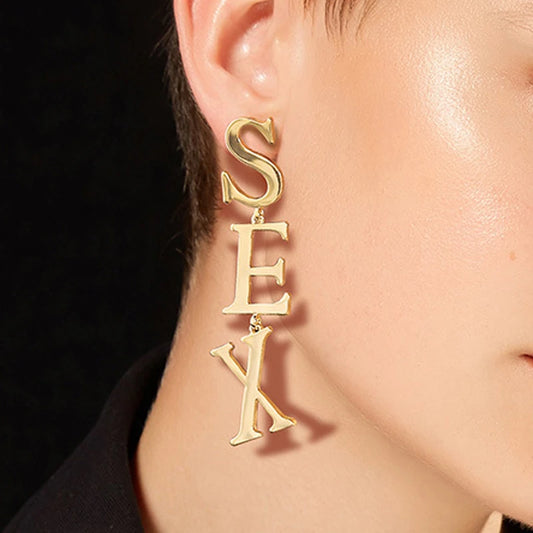 SEX Shape Dangle Earrings for Drop Earrings in Golden Silver  Black Red Green Color Jewelry