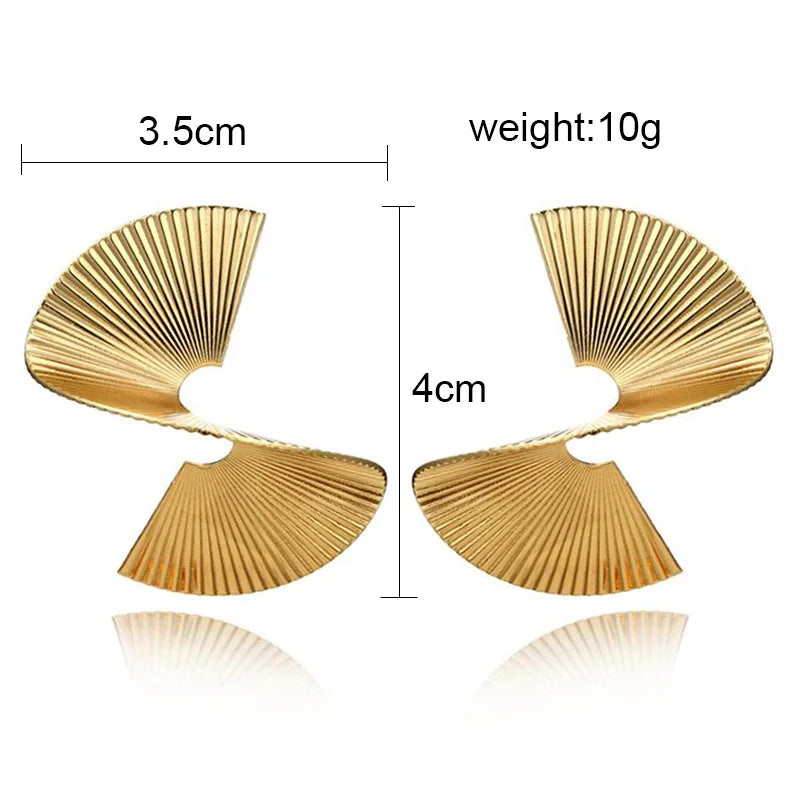 Retro Twisted Spiral Statement Earrings for Party Wedding Temperament Jewelry Geometry Golden Silver Color Metal Earrings