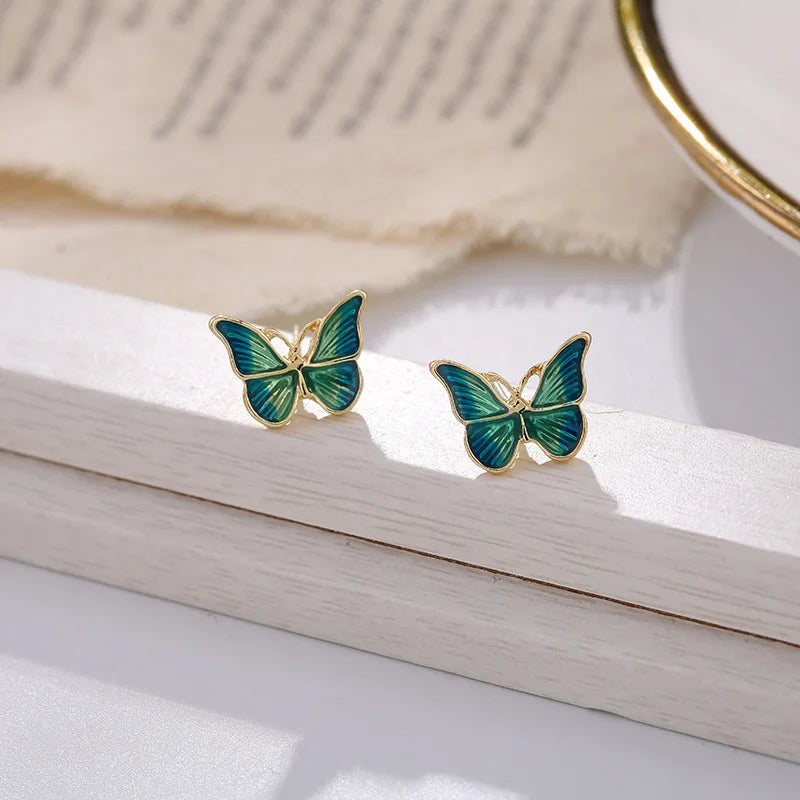Stud Earrings for Women Enamel Oil Butterfly Earrings Cute Sweet Fashion Korean Small Jewelry aretes de mujer pendientes brincos
