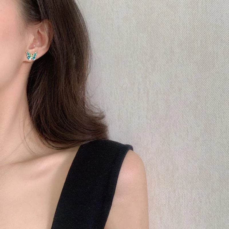 Stud Earrings for Women Enamel Oil Butterfly Earrings Cute Sweet Fashion Korean Small Jewelry aretes de mujer pendientes brincos