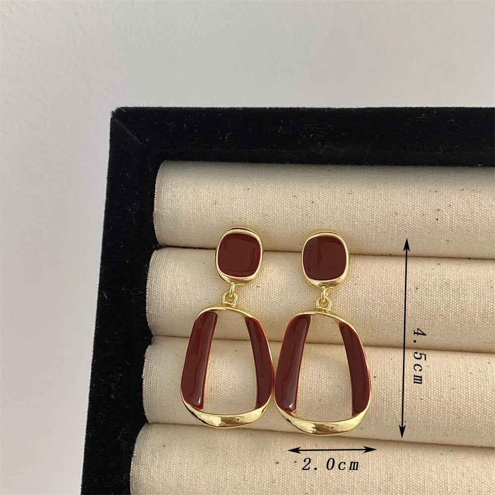 Wine White Square Dangle Drop Earrings for Women