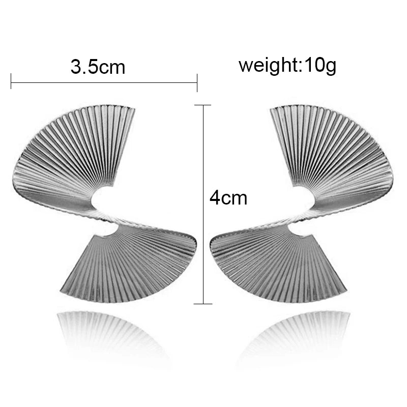 Retro Twisted Spiral Statement Earrings for Party Wedding Temperament Jewelry Geometry Golden Silver Color Metal Earrings