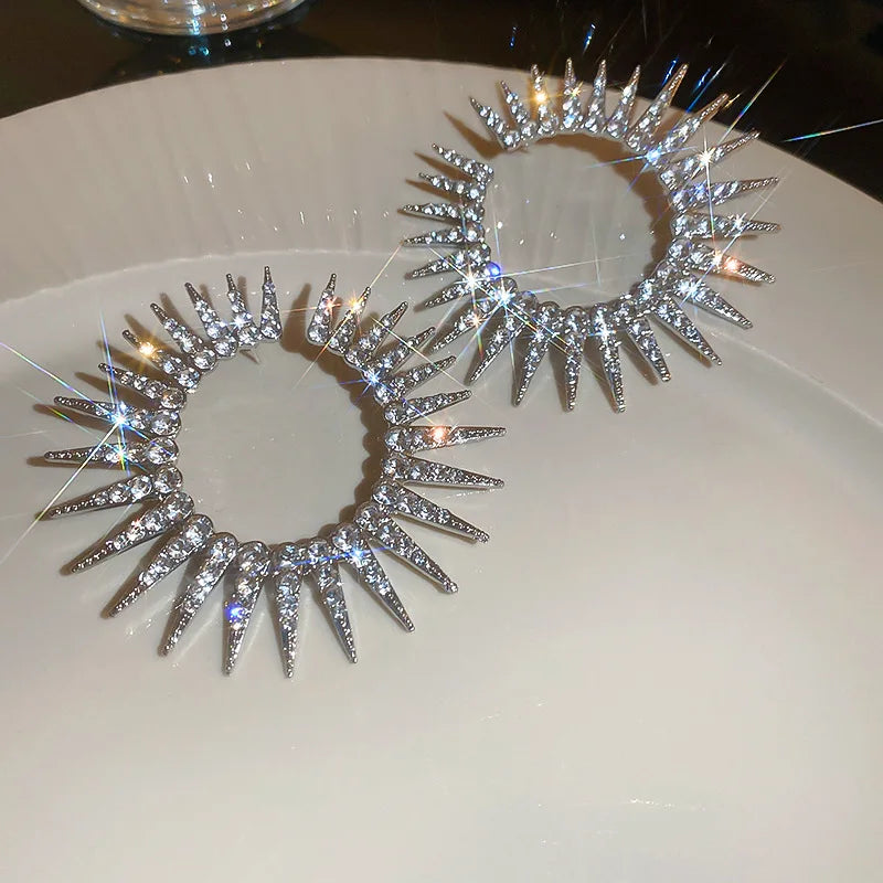 Trendy Crystal Earrings Large Hoop Earrings
