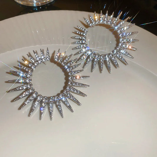 Trendy Crystal Earrings Large Hoop Earrings