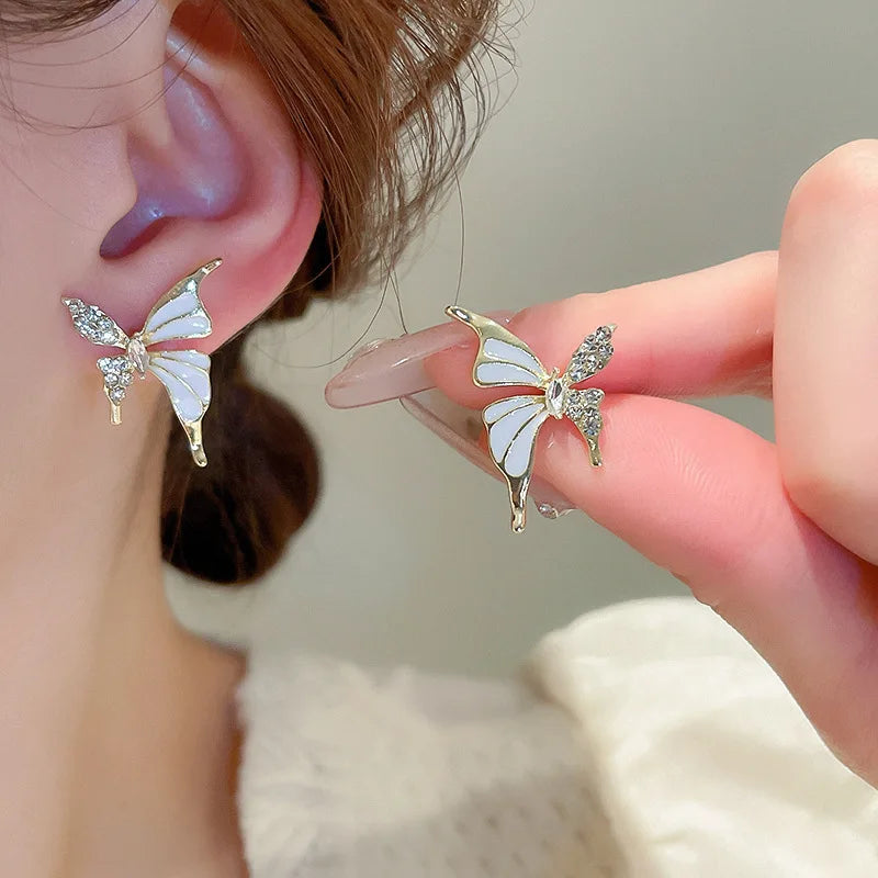Fashion Cute Butterfly Stud Golden Color Earrings Fashion Jewelry