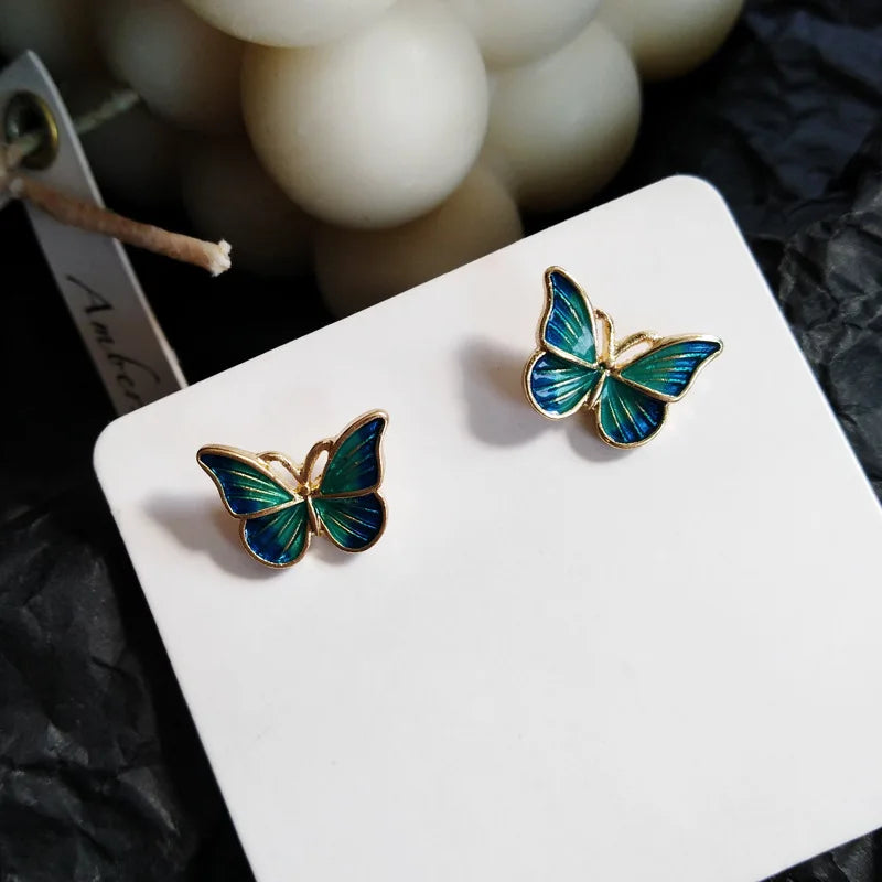 Stud Earrings for Women Enamel Oil Butterfly Earrings Cute Sweet Fashion Korean Small Jewelry aretes de mujer pendientes brincos