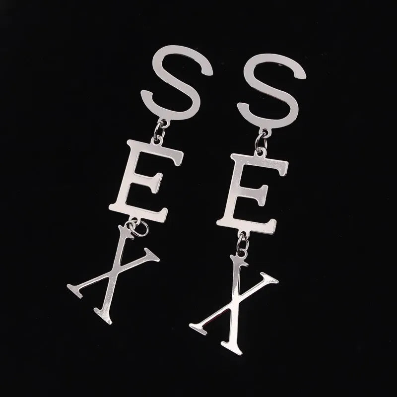 SEX Shape Dangle Earrings for Drop Earrings in Golden Silver  Black Red Green Color Jewelry