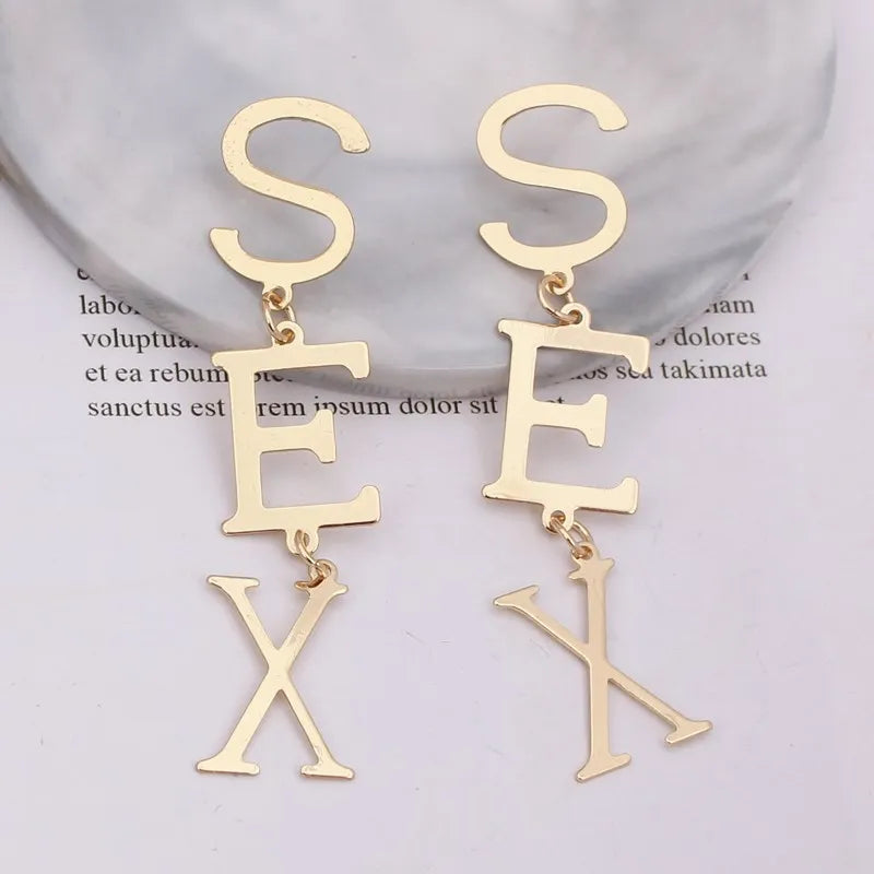 SEX Shape Dangle Earrings for Drop Earrings in Golden Silver  Black Red Green Color Jewelry