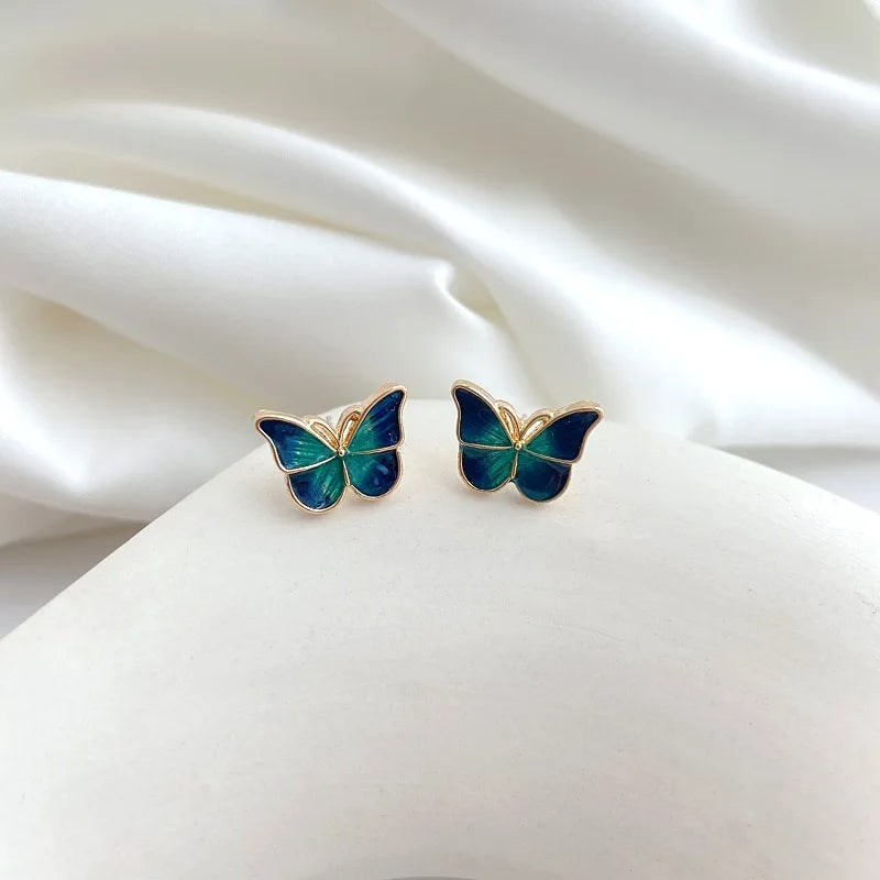 Stud Earrings for Women Enamel Oil Butterfly Earrings Cute Sweet Fashion Korean Small Jewelry aretes de mujer pendientes brincos
