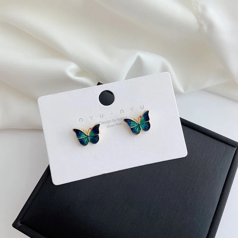 Stud Earrings for Women Enamel Oil Butterfly Earrings Cute Sweet Fashion Korean Small Jewelry aretes de mujer pendientes brincos