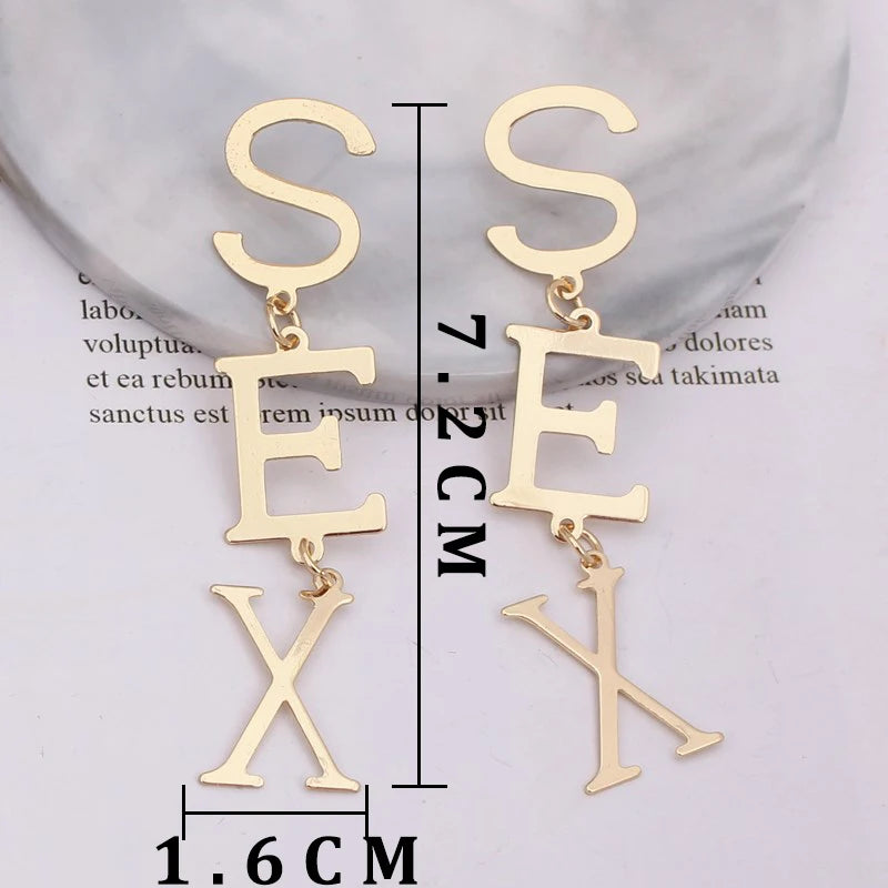 SEX Shape Dangle Earrings for Drop Earrings in Golden Silver  Black Red Green Color Jewelry