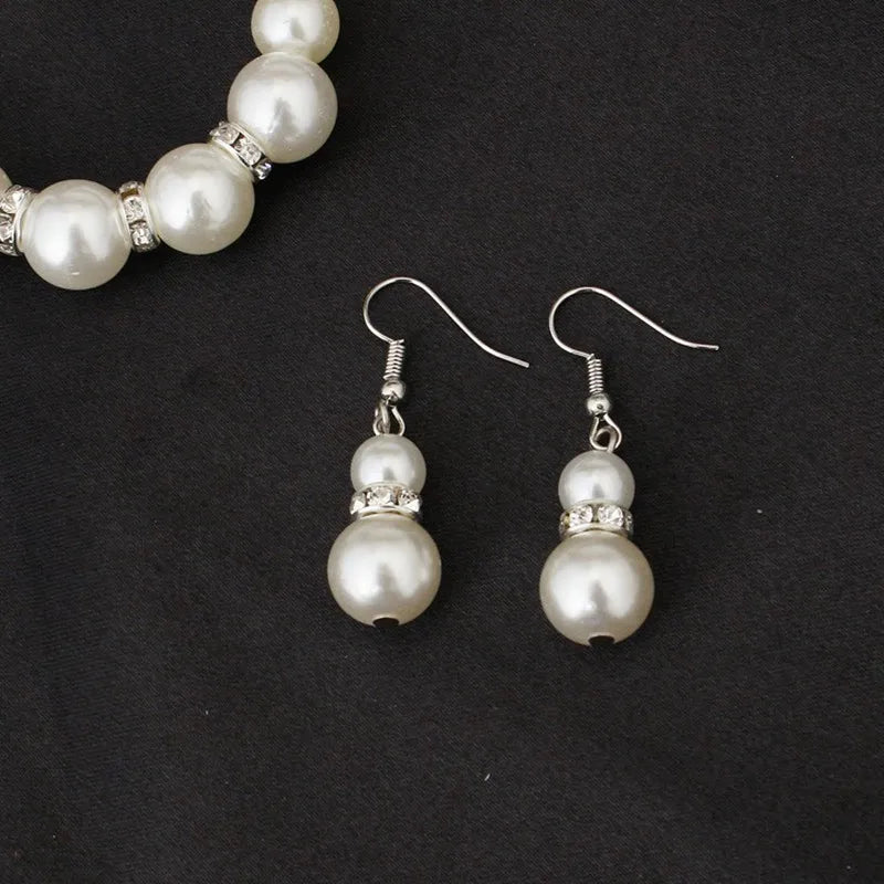 Wedding Engagement Women Simulated Pearls Jewelry Set Necklace / Earrings / Bracelets Fashion Jewelry For Lady Party Gift