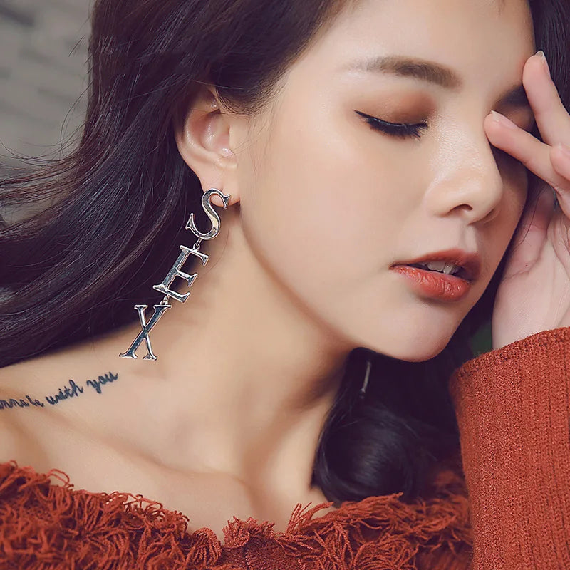 SEX Shape Dangle Earrings for Drop Earrings in Golden Silver  Black Red Green Color Jewelry