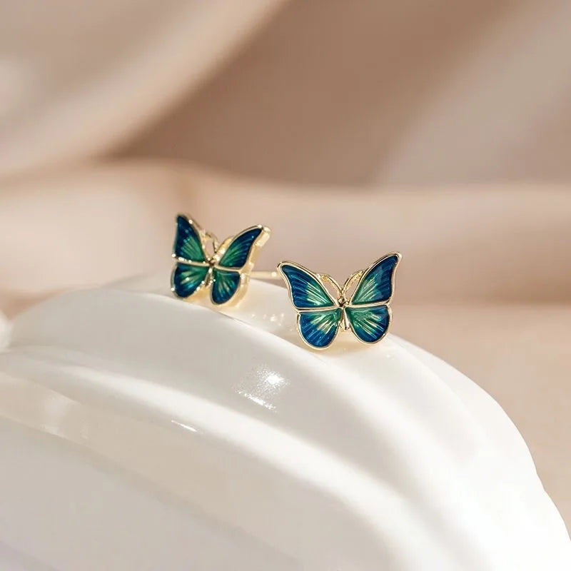 Stud Earrings for Women Enamel Oil Butterfly Earrings Cute Sweet Fashion Korean Small Jewelry aretes de mujer pendientes brincos