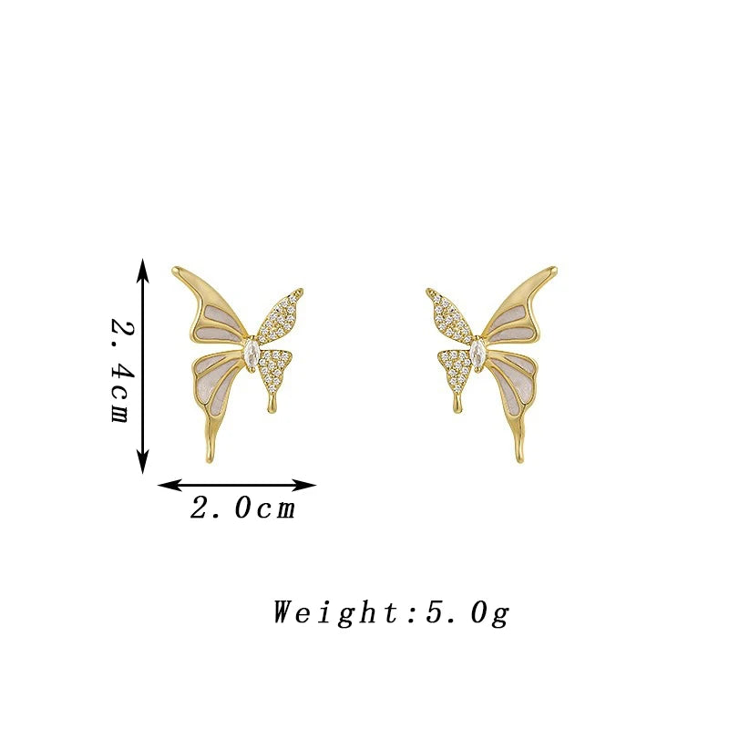 Fashion Cute Butterfly Stud Golden Color Earrings Fashion Jewelry